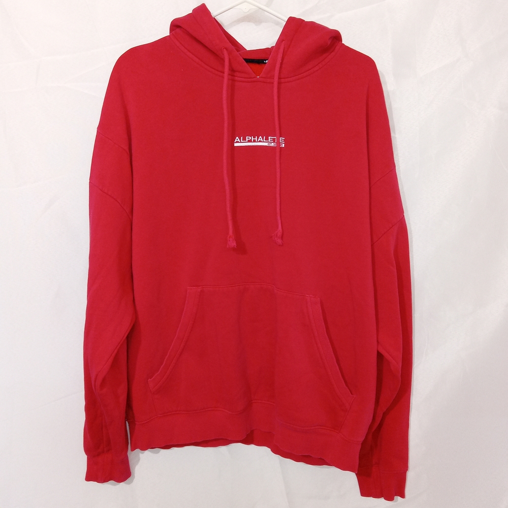 Alphalete Hoodie Mens Large? Red Pullover Fleece Sweatshirt Logo Athletic Gym
